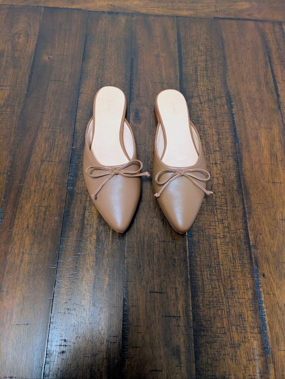 Quince Italian Leather Pointed Mule Flats Cognac size 7 - Picture 2 of 6